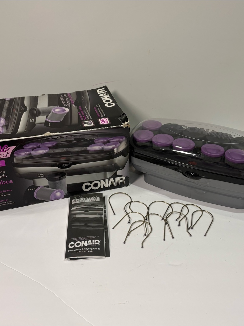 Conair Xtreme Instant Heat Jumbo Flocked Rollers Ceramic Purple 10 Clip CHV14JXR